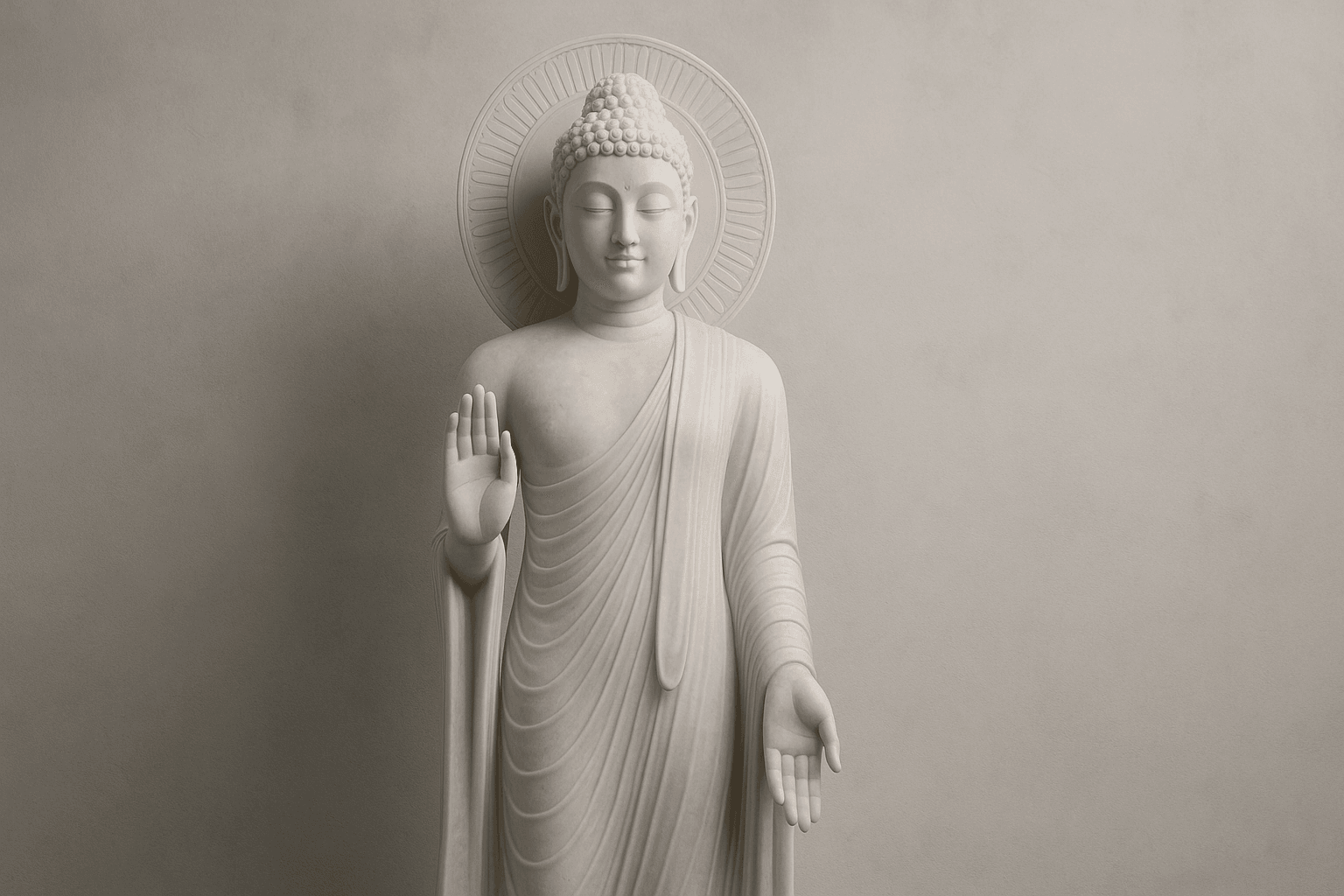 Custom Made Standing Buddha Statues in Marble Stone