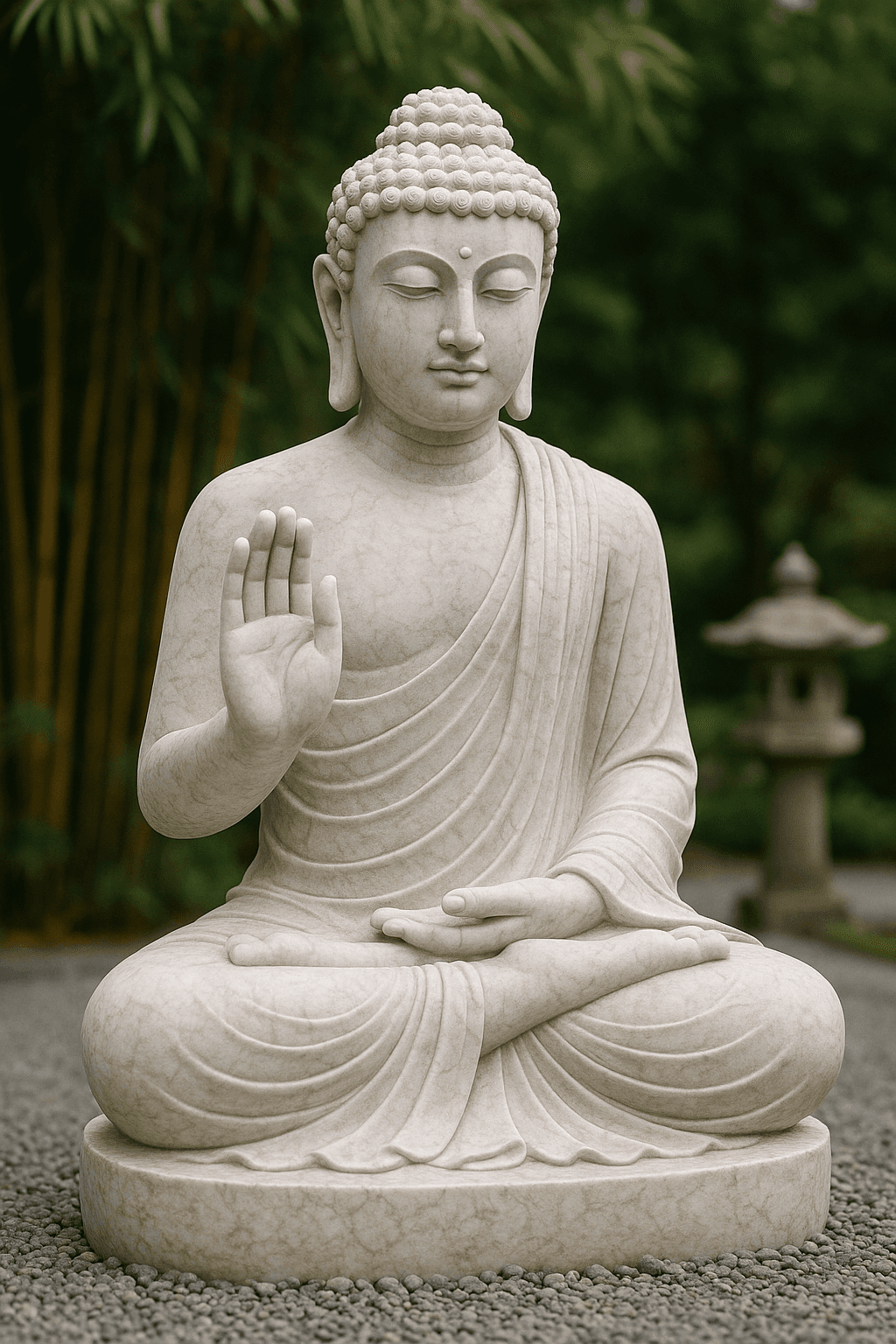 Handcrafted Vietnam White Marble Buddha Statue – Blessing, 4ft