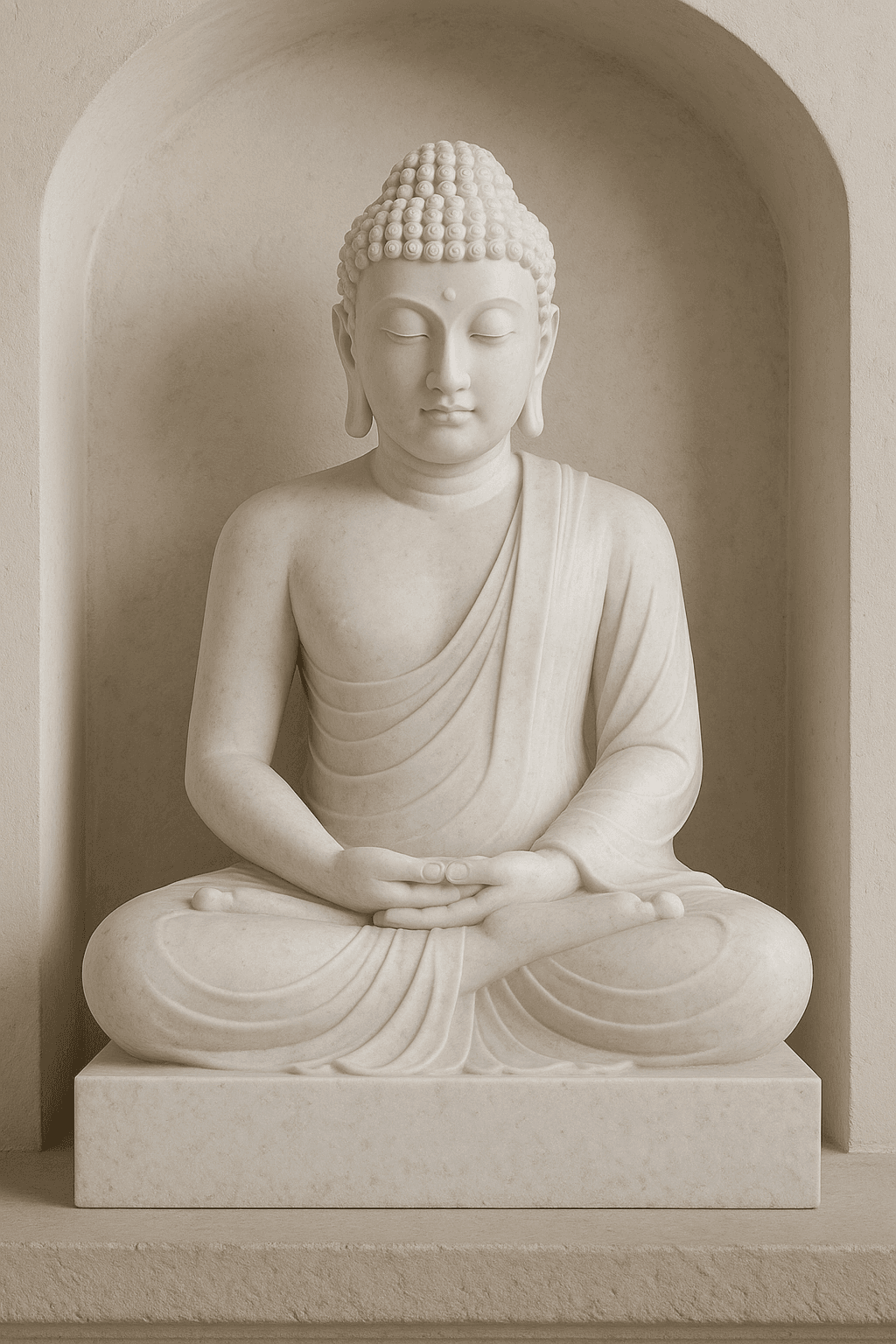 Crystal White Vietnam Marble Buddha Statue – Meditation, 3ft