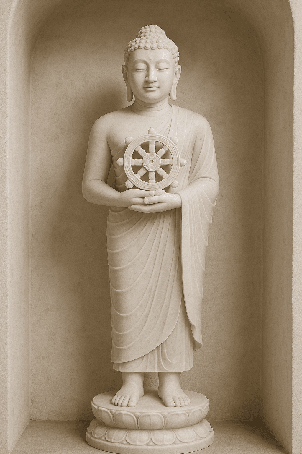 Handcrafted Vietnam White Marble Buddha Statue – Teaching, 5ft