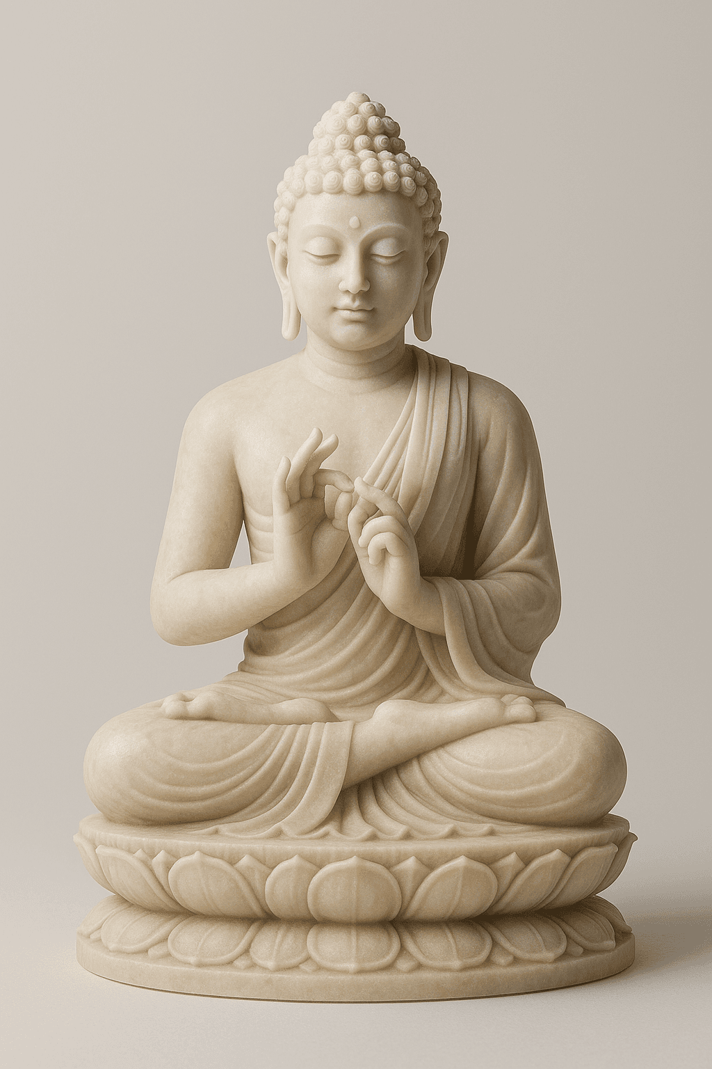 Handcrafted Marble Buddha Statue in Dharmachakra Mudra