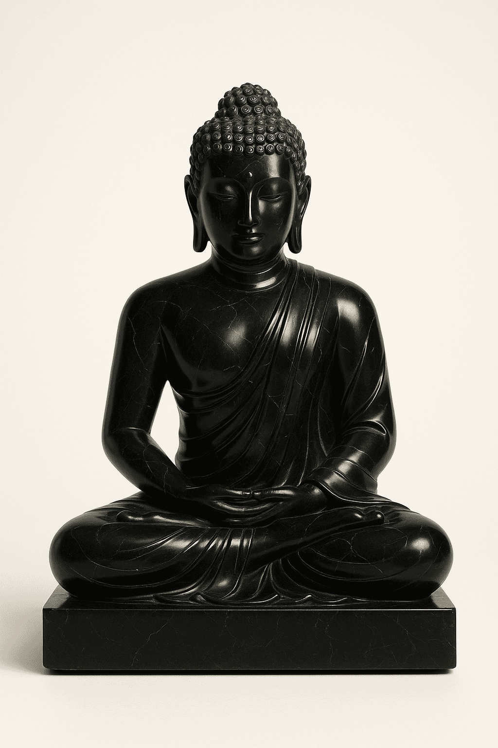 Handcrafted Black Marble Buddha Statue in Dhyana Mudra