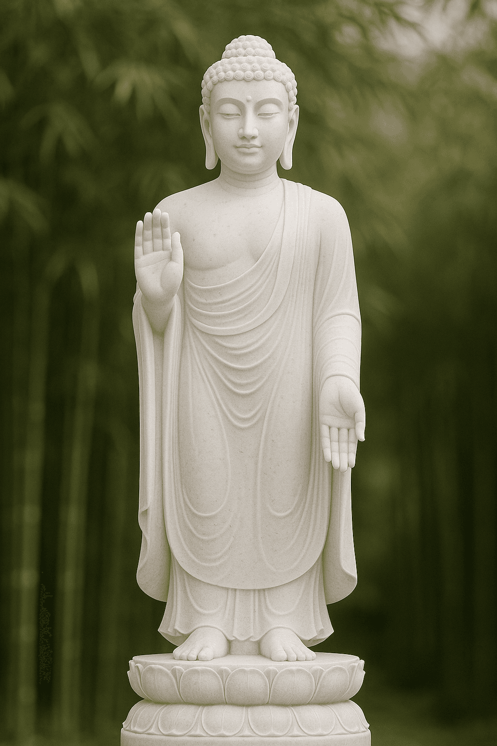 Vietnam White Marble Buddha Statue – Blessing & Gift-Giving, 5ft