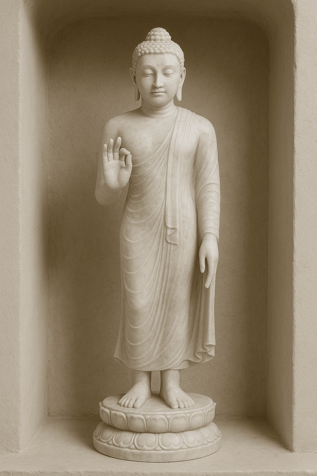 Handcrafted Sagyin White Marble Buddha Statue – Teaching, 2ft