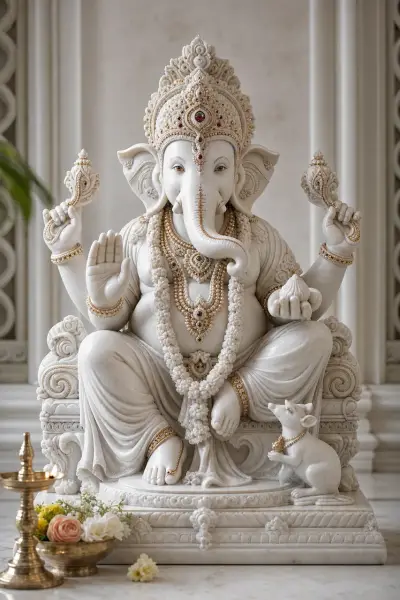 Custom Made Dagdusheth Ganpati Statues in Marble Stone