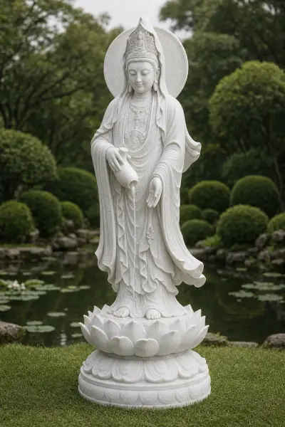 Kuan Yin Statues in White Marble, Made to Order