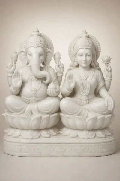 Custom Made Lakshmi Ganesh Murti for Diwali in Marble