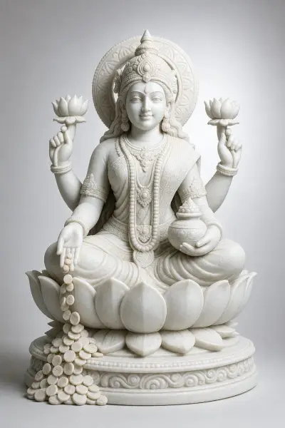 Custom Made Lakshmi Statues in Marble Stone