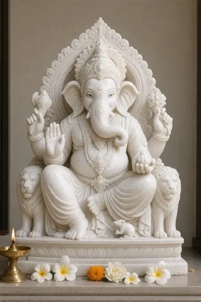 Custom Made Lalbaugcha Raja Ganpati Statues in Marble Stone