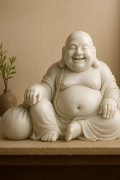 Custom Made Laughing Buddha Statues in Marble Stone