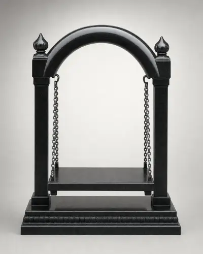 Black Granite Contemporary Jhula for Laddu Gopal, 15 in