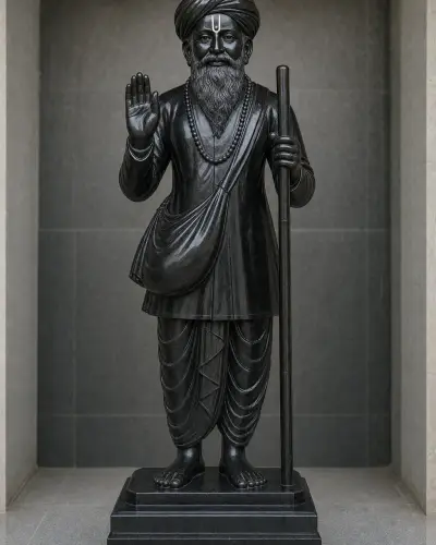 Black Granite Jalaram Bapa Standing Murti 30in