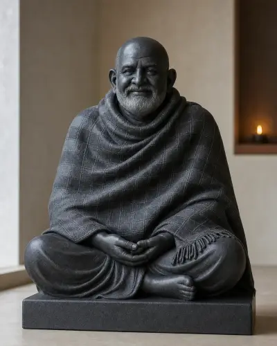 Black Granite Neem Karoli Baba Darshan Murti 24in