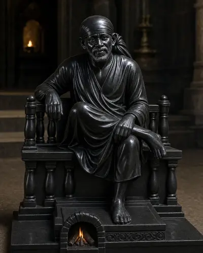 Black Marble Sai Baba Before the Dhuni, 24 in