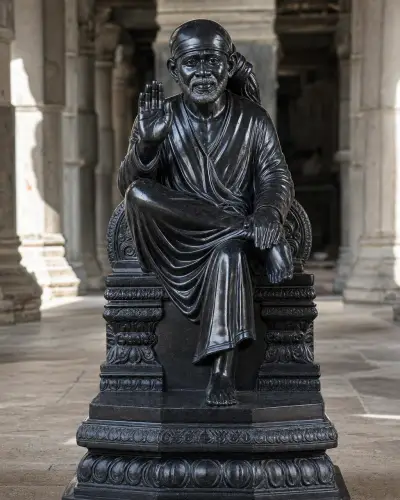 Black Marble Sai Baba Temple Darshan Murti, 48 in