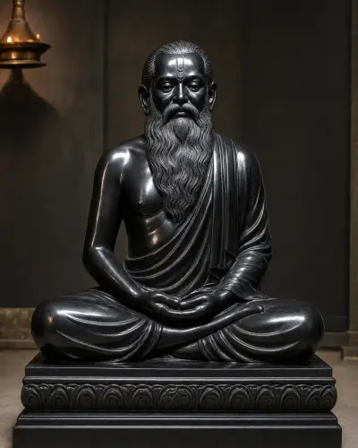 Handcrafted Black Marble Swami Samarth Dhyan (Meditation) Murti, 27 inch