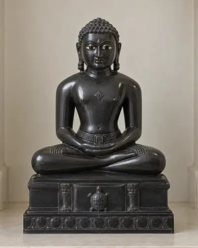 Black Stone Munisuvrat Swami Murti, 15in