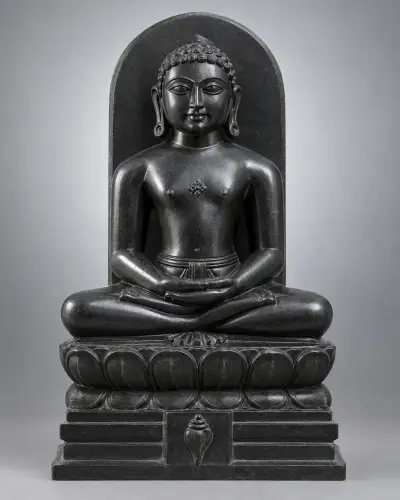 Black Stone Neminath Bhagwan Murti, 18in