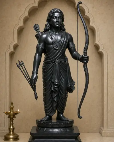 Handcrafted Black Stone Veer Barbarika Archer Murti, 24in