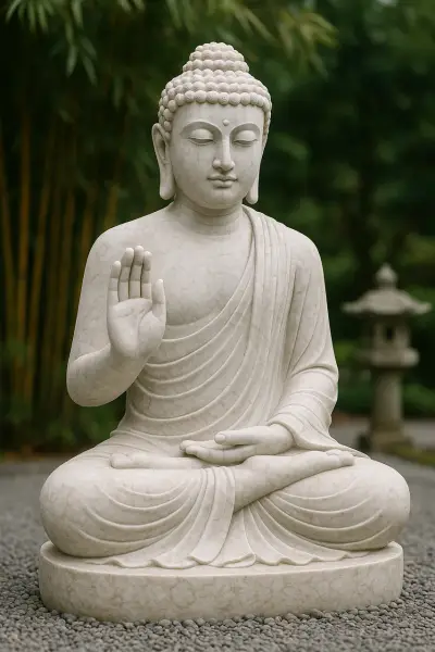 Handcrafted Vietnam White Marble Buddha Statue – Blessing, 4ft