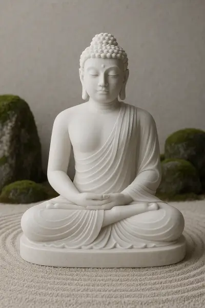 Handcrafted Makrana White Marble Buddha Statue – Meditation, 2ft