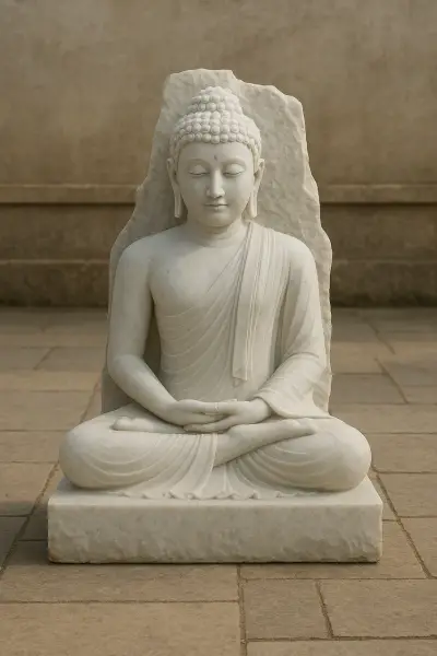 Handcrafted Sagyin White Marble Buddha Statue – Meditation, 5ft