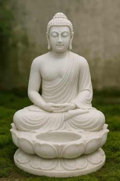Handcrafted Vietnam White Marble Buddha Statue – Meditation, 2ft