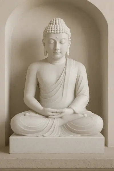 Crystal White Vietnam Marble Buddha Statue – Meditation, 3ft
