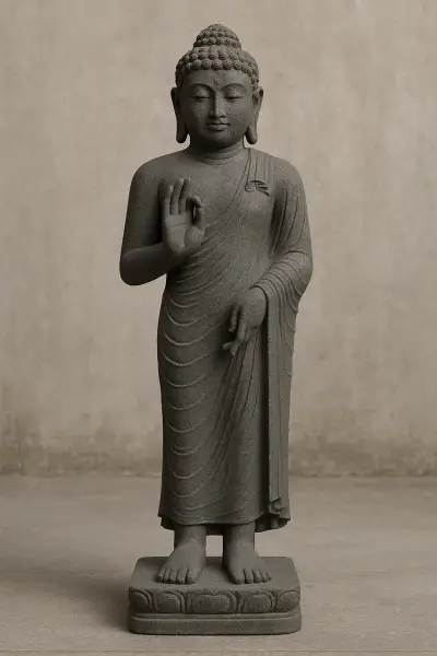 Handcrafted Indonesian Lava Stone Buddha Statue – Teaching, 2ft