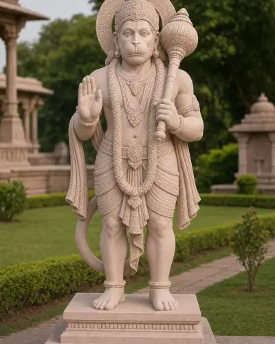 Dholpur Pink Sandstone Garden Hanuman 60in