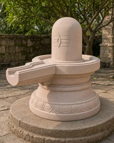 Handcrafted Dholpur Pink Sandstone Garden Shiva Lingam, 36in