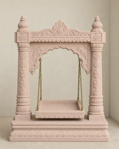 Dholpur Pink Sandstone Vrindavan Jhula for Laddu Gopal, 18 in