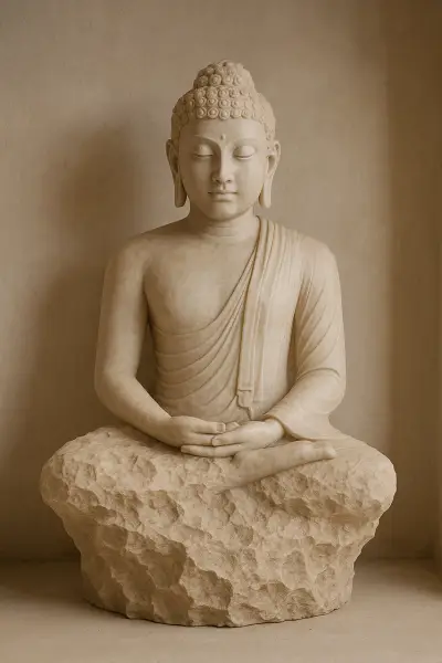 Handcrafted Makrana Marble Buddha Statue – Meditation, 3ft