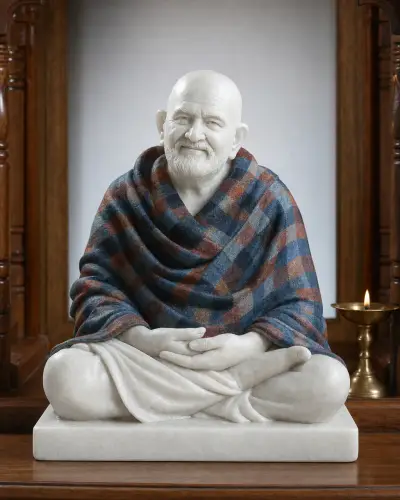 Hand-Painted Marble Dust Neem Karoli Baba Murti 12in