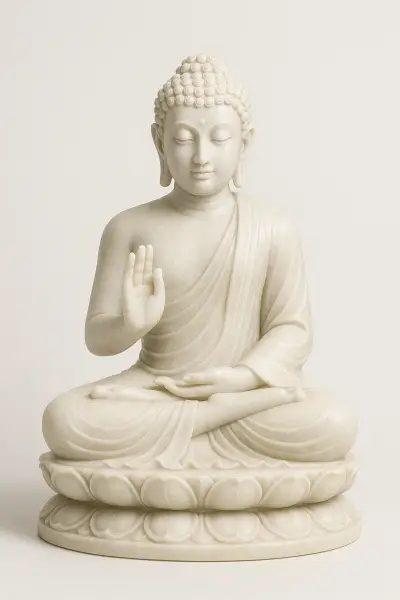 Handcrafted White Marble Buddha Statue - Abhaya & Dhyana Mudra, 3ft