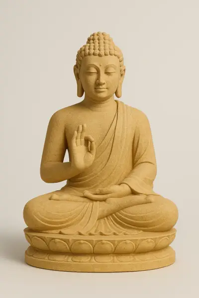 Handcrafted Jaisalmer Sandstone Buddha Statue in Vitarka Mudra