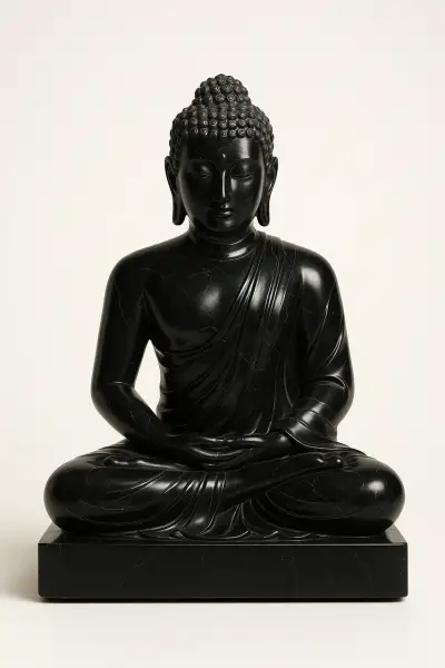 Handcrafted Black Marble Buddha Statue in Dhyana Mudra