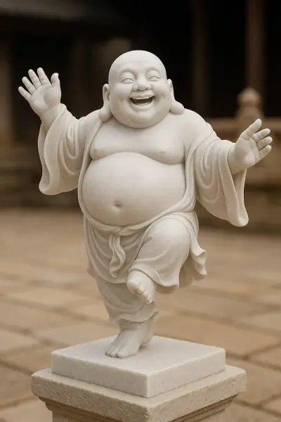 Handcrafted Vietnam White Marble Buddha Statue – Dancing, 2.5ft