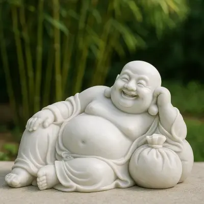Handcrafted Vietnam White Marble Buddha Statue – Reclining, 2ft