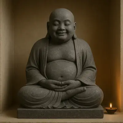 Handcrafted Andesite Laughing Buddha Statue – Meditation, 3ft