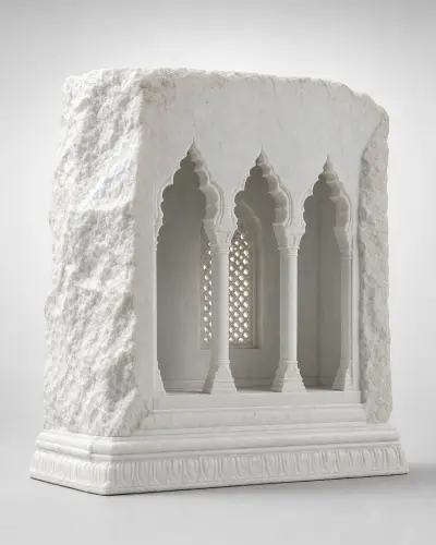 Makrana Marble Architectural Arcade Fragment, 12in