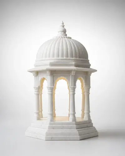Makrana Marble Chhatri Pavilion Lamp, 18in