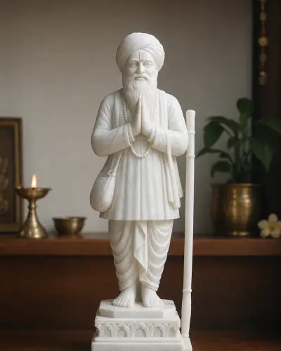 Makrana White Marble Jalaram Bapa Namaskar Murti 12in