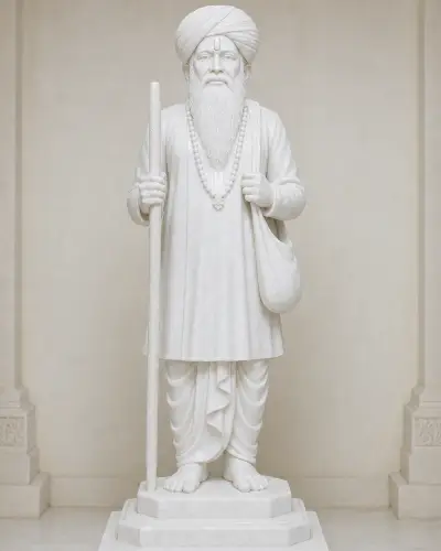 Makrana White Marble Jalaram Bapa Temple-Scale Murti 48in