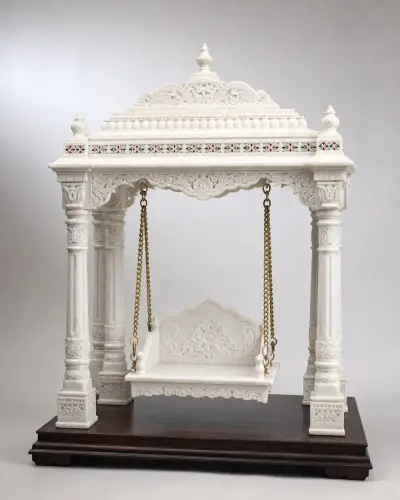 Makrana White Marble Temple-Scale Jhula for Laddu Gopal No. 9 to 12, 24 in