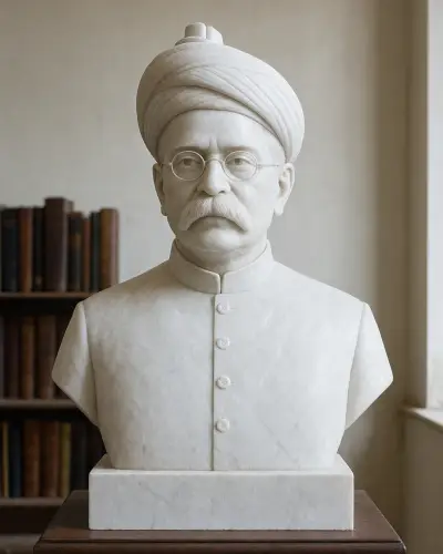 Lokmanya Bal Gangadhar Tilak Marble Bust Statue 21in