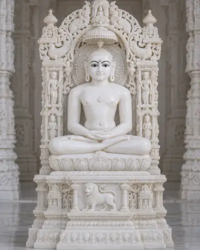 Makrana White Marble Mahavir Swami Mulnayak with Full Parikar, 41in