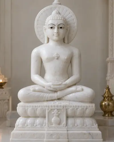 Makrana White Marble Mallinath Murti, 15in