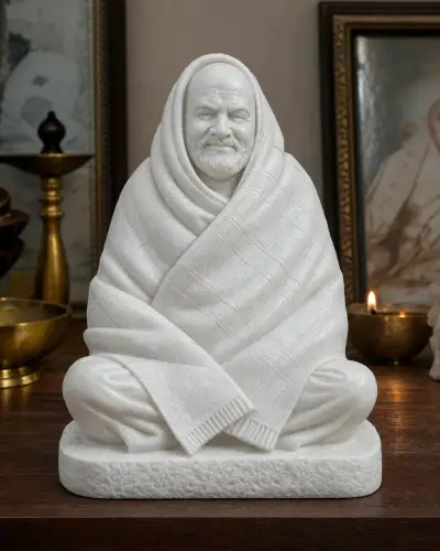 Makrana White Marble Neem Karoli Baba Blanket Darshan Murti 18in