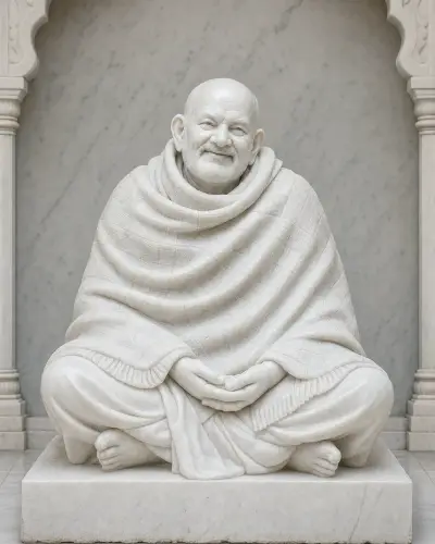 Makrana White Marble Neem Karoli Baba Darshan Murti 36in